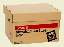 A standard archive box under the storage and packing goods provided by Onell Removals